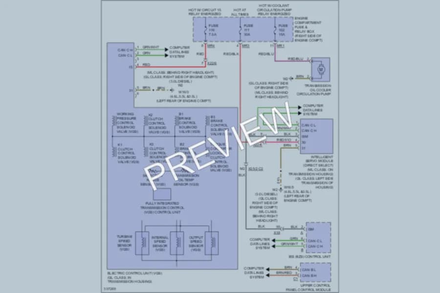2010 MercedesBenz ML350BLUETEC Transmission wiring diagram preview