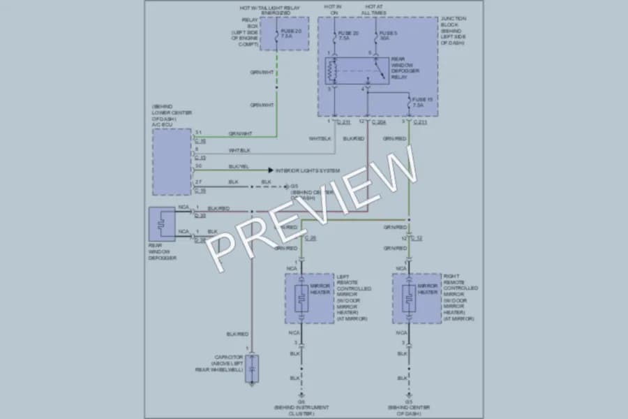 2010 Mitsubishi Galant Defoggers wiring diagram preview