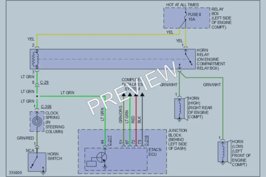 2010 Mitsubishi Galant Horn wiring diagram preview