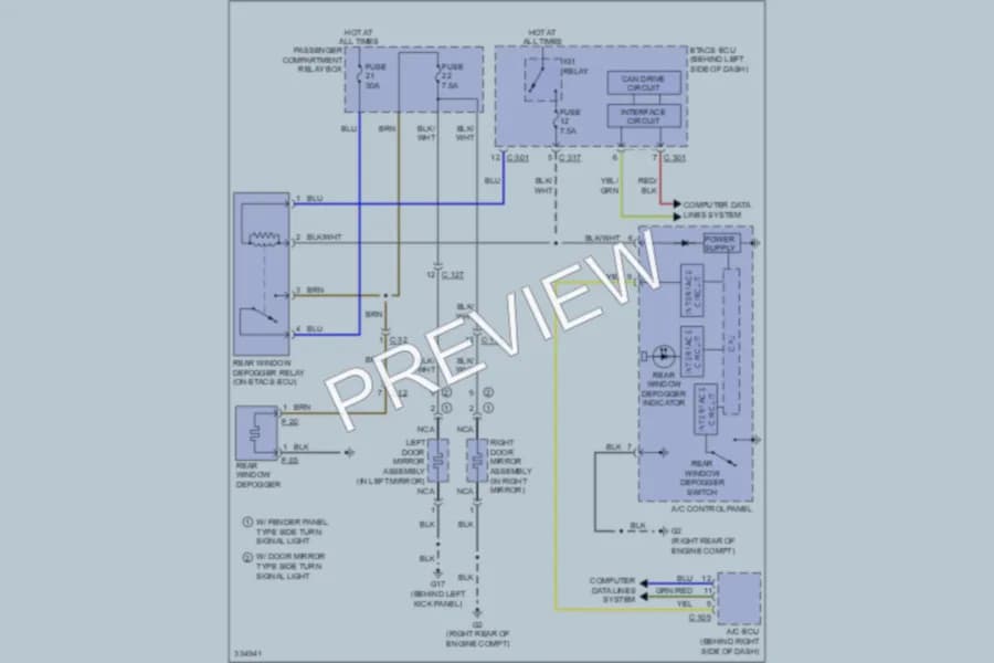 2010 Mitsubishi Outlander Defoggers wiring diagram preview