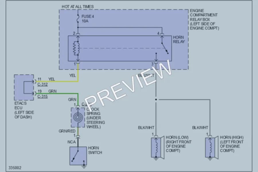2010 Mitsubishi Outlander Horn wiring diagram preview
