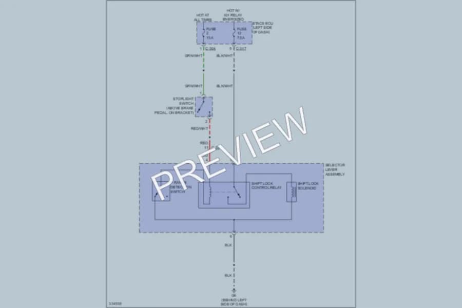 2010 Mitsubishi Outlander Shift Interlock wiring diagram preview