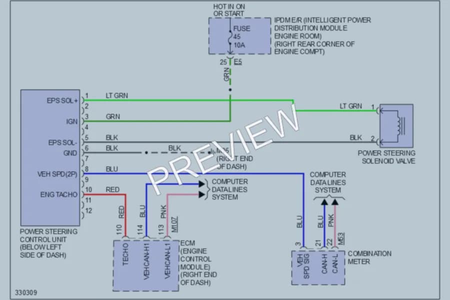 2010 Nissan 370Z Electronic Power Steering wiring diagram preview