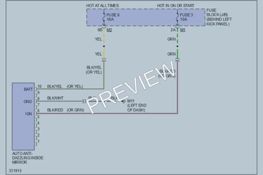 2010 Nissan 370Z Power Mirrors wiring diagram preview