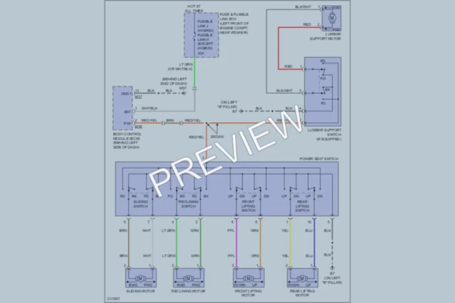 2010 Nissan Altima Power Seats wiring diagram preview
