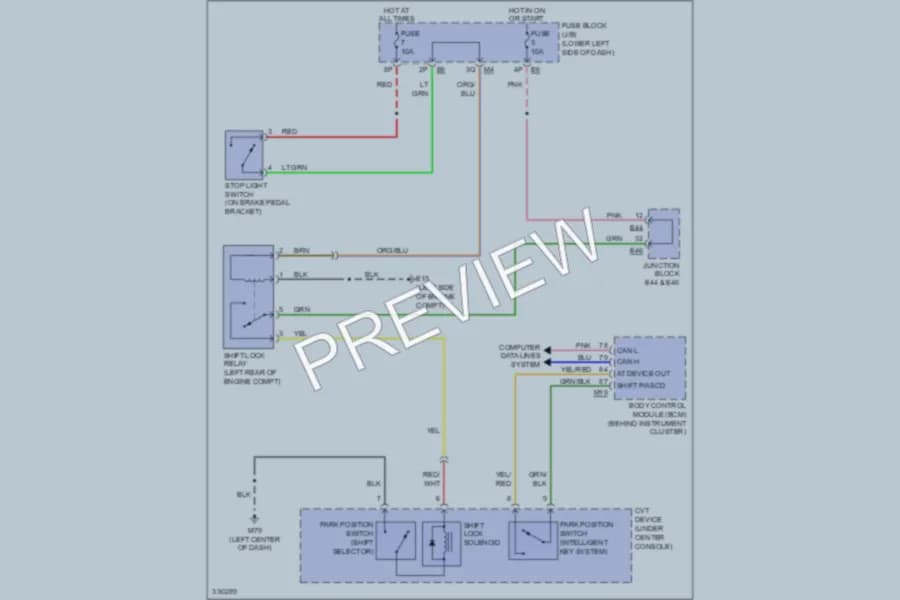 2010 Nissan Maxima Shift Interlock wiring diagram preview
