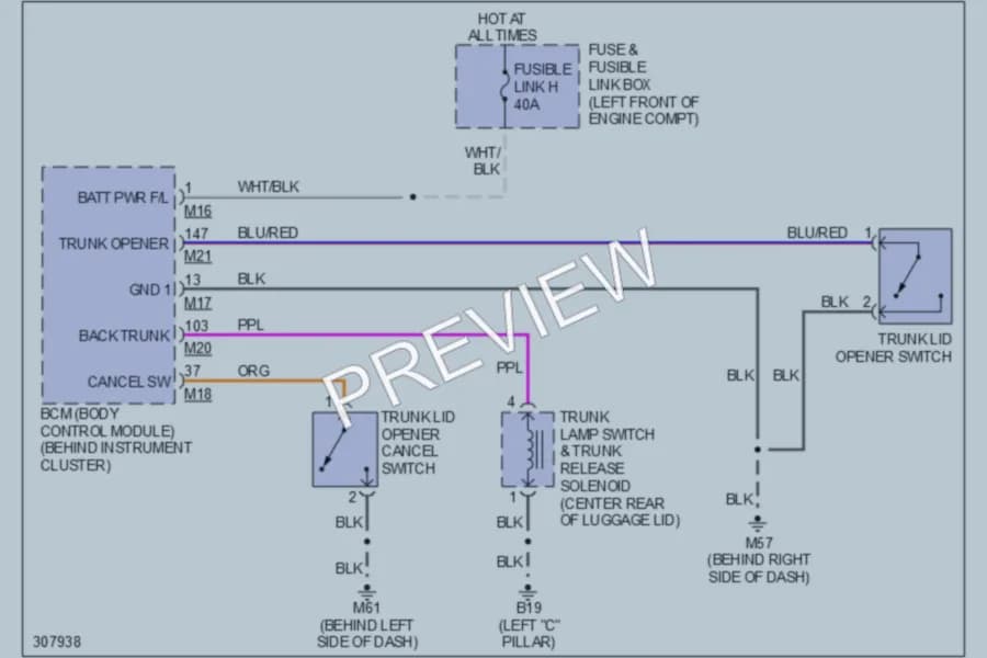 2010 Nissan Maxima Trunk Tailgate Fuel Door wiring diagram preview