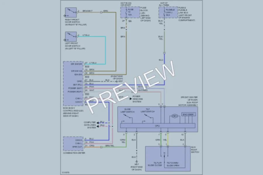 2010 Nissan Sentra Power Top Sunroof wiring diagram preview