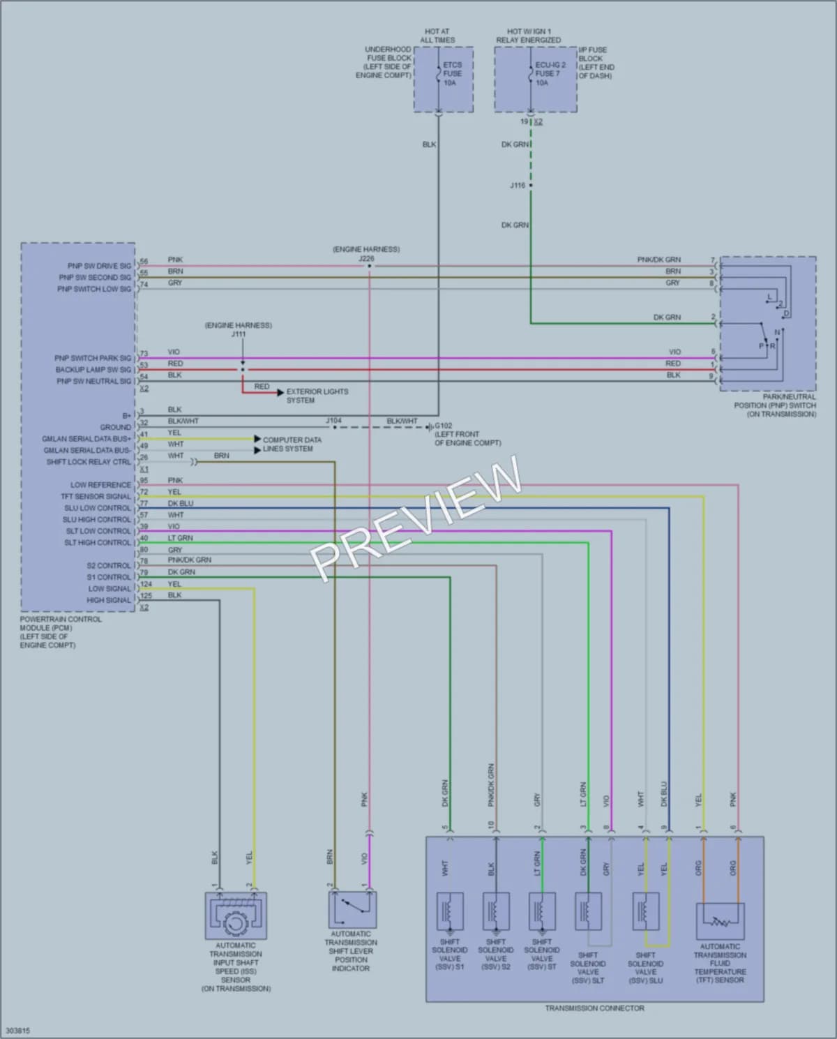 2010 Pontiac Vibe Transmission wiring diagram preview
