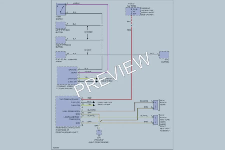 2010 Porsche Boxster Horn wiring diagram preview
