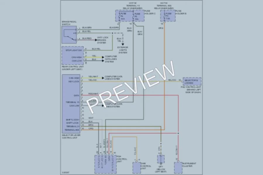 2010 Porsche Boxster Shift Interlock wiring diagram preview