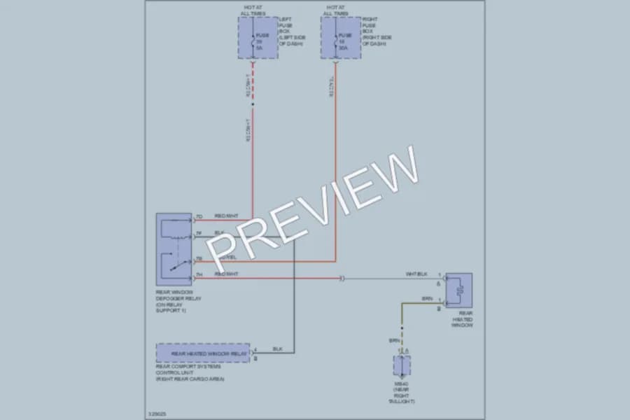 2010 Porsche Cayenne Defoggers wiring diagram preview