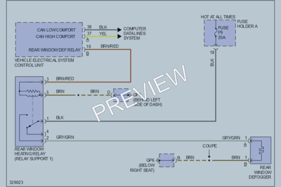 2010 Porsche Cayman Defoggers wiring diagram preview