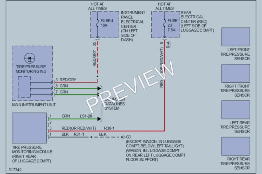 2010 Saab 93X Warning Systems wiring diagram preview
