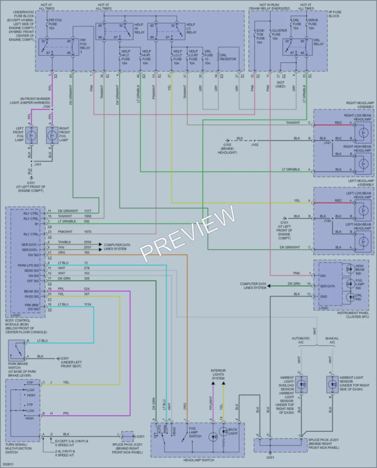 2010 Saturn VUE Headlights wiring diagram preview