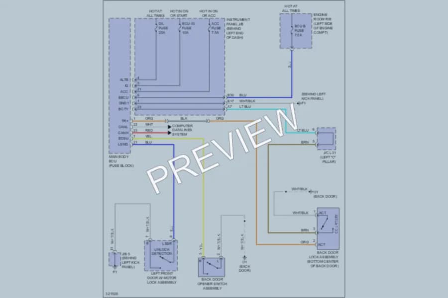 2010 Scion xD Trunk Tailgate Fuel Door wiring diagram preview