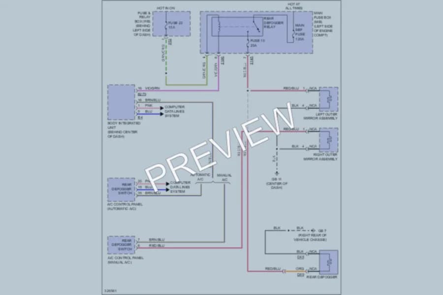 2010 Subaru Forester Defoggers wiring diagram preview