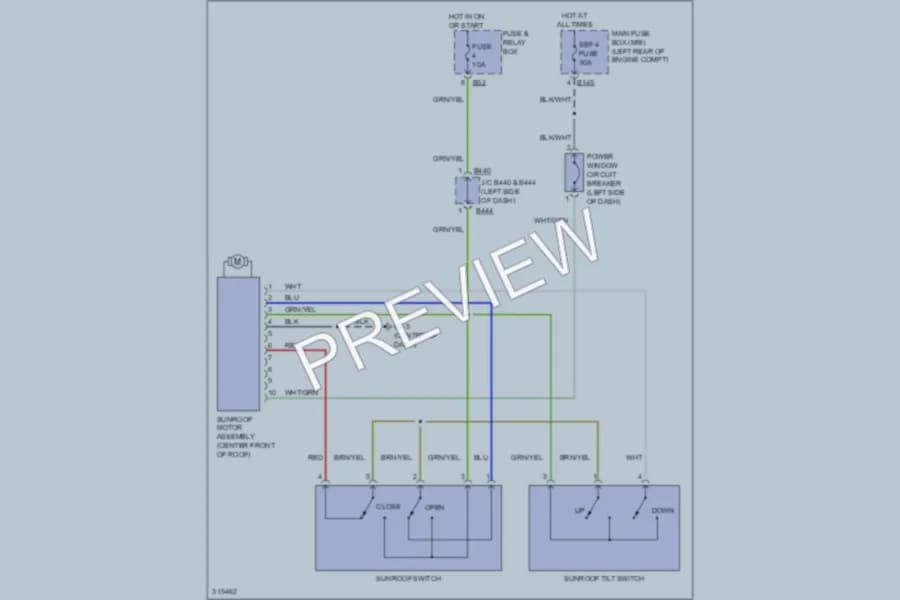 2010 Subaru Impreza Power Top Sunroof wiring diagram preview