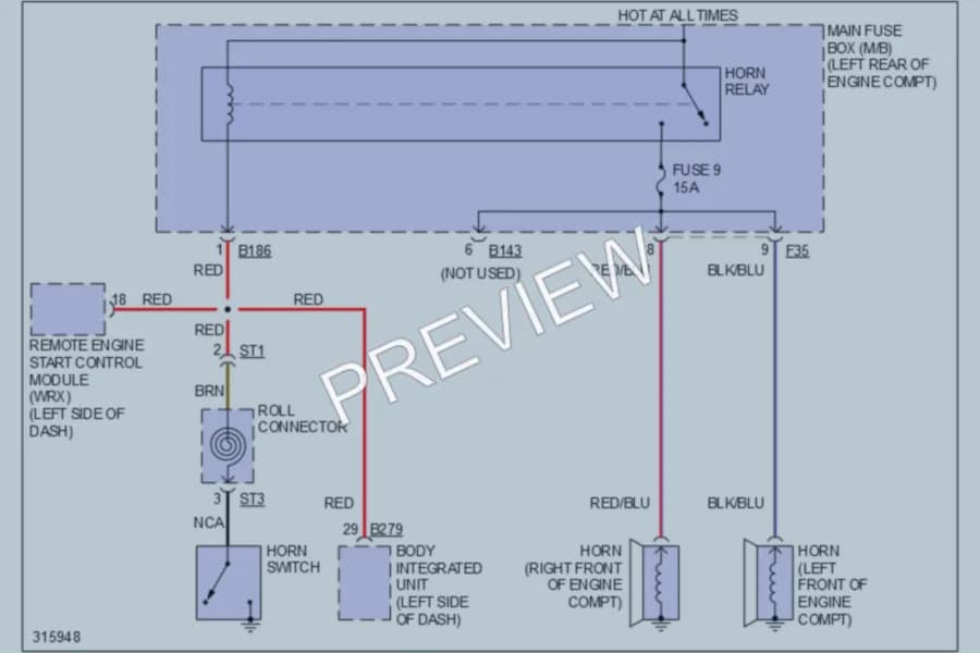 2010 Subaru ImprezaWRX Horn wiring diagram preview