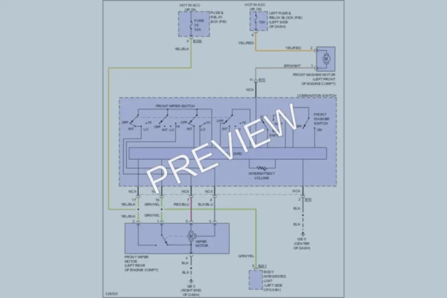 2010 Subaru ImprezaWRX Wiper Washer wiring diagram preview