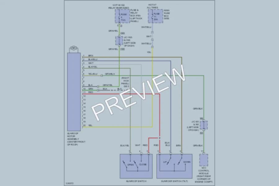 2010 Subaru Legacy Power Top Sunroof wiring diagram preview