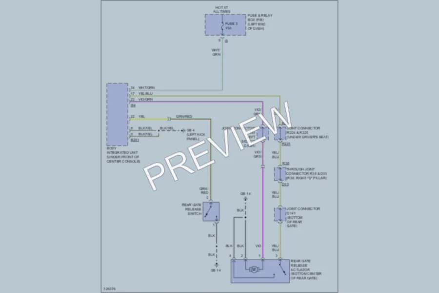 2010 Subaru Tribeca Trunk Tailgate Fuel Door wiring diagram preview