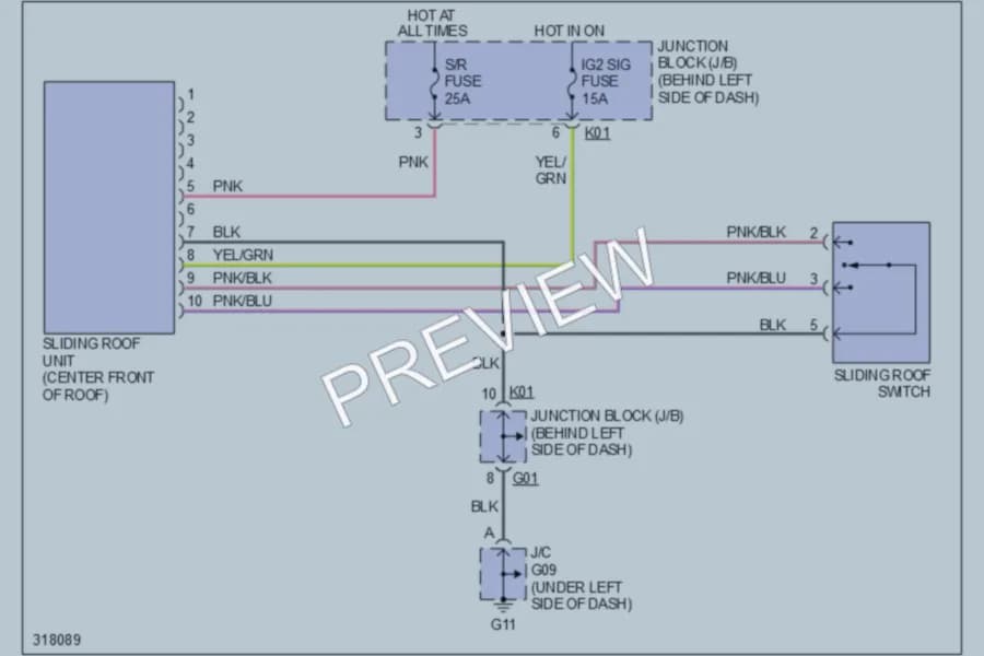 2010 Suzuki GrandVitara Power Top Sunroof wiring diagram preview
