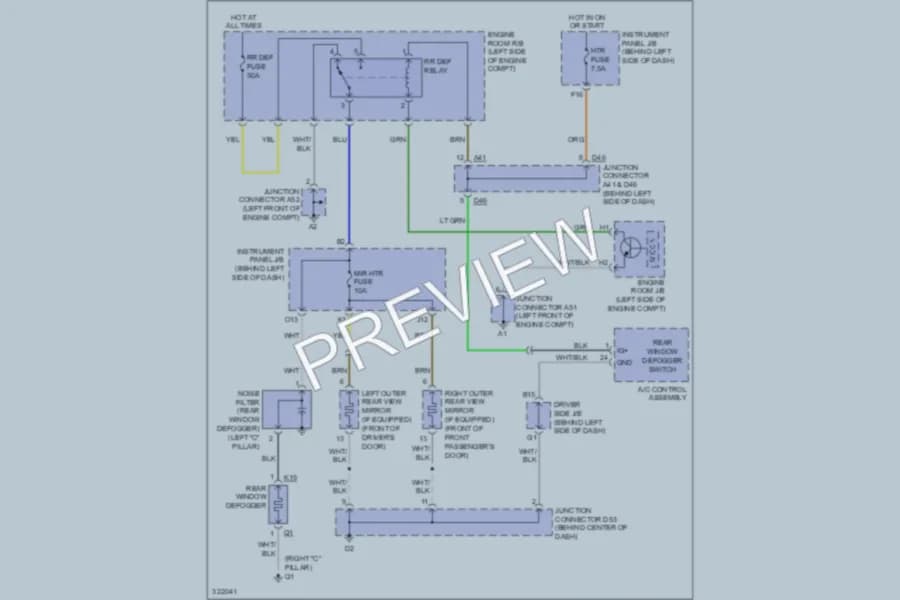 2010 Toyota Avalon Defoggers wiring diagram preview
