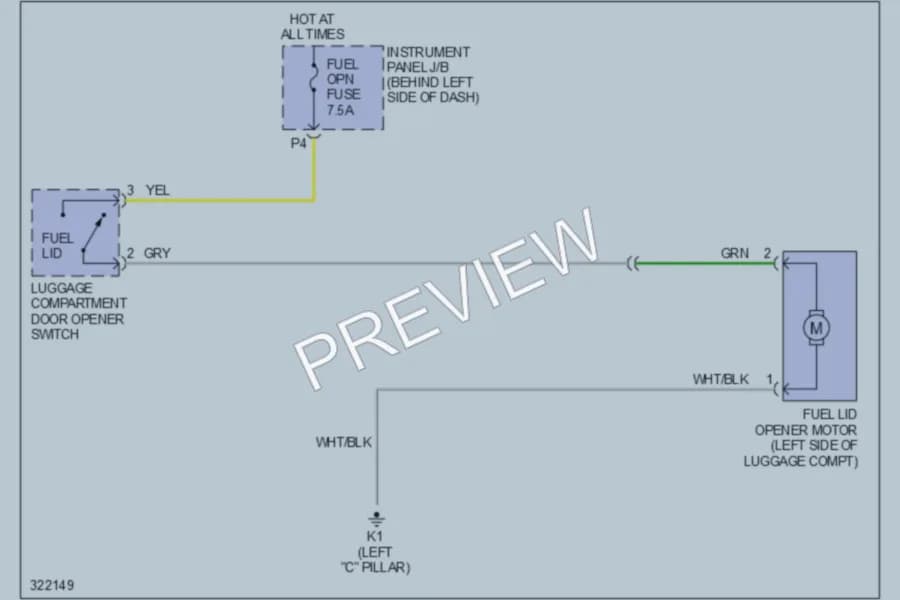 2010 Toyota Avalon Trunk Tailgate Fuel Door wiring diagram preview