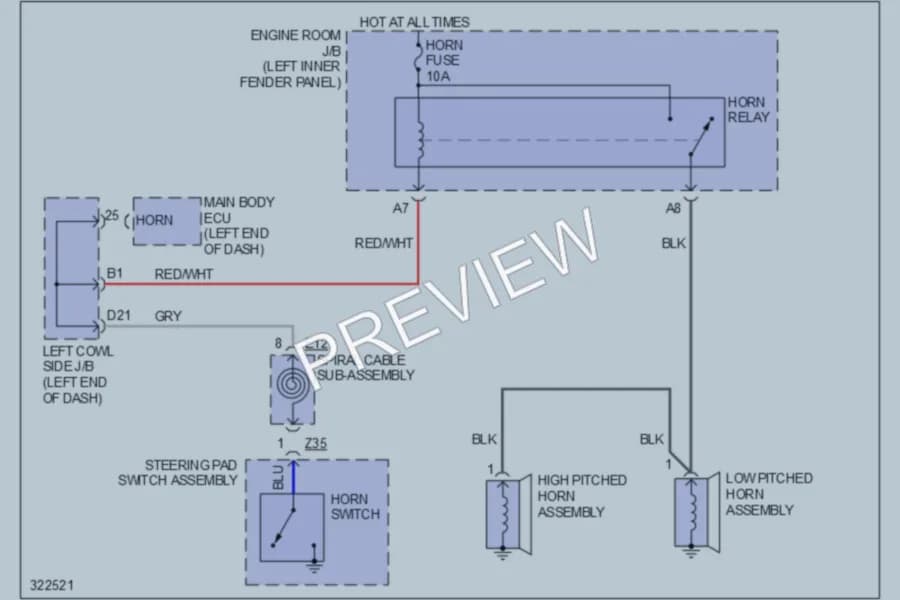 2010 Toyota LandCruiser Horn wiring diagram preview