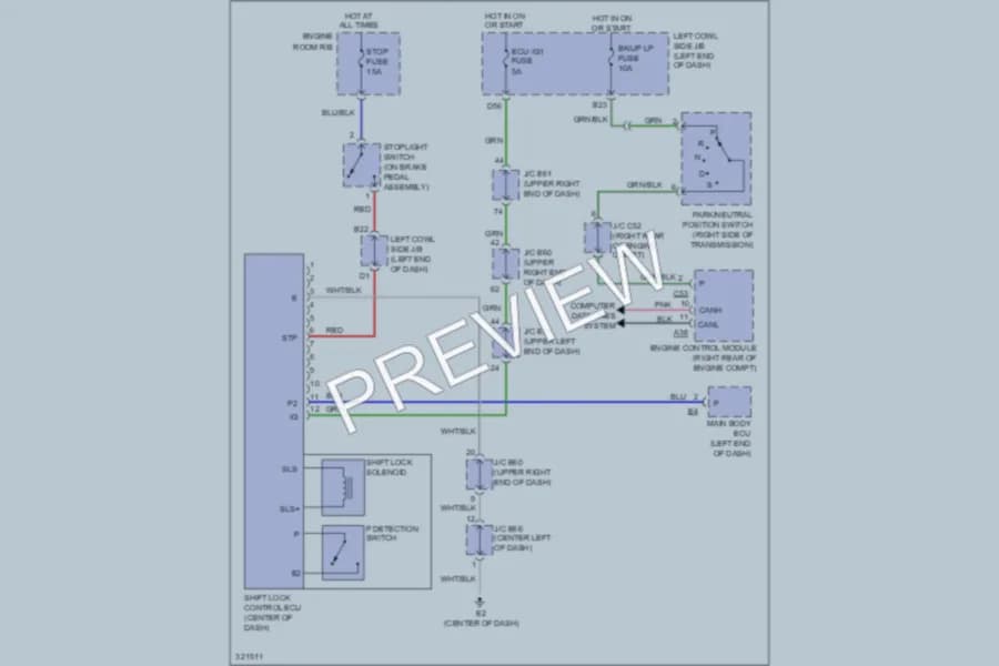 2010 Toyota LandCruiser Shift Interlock wiring diagram preview