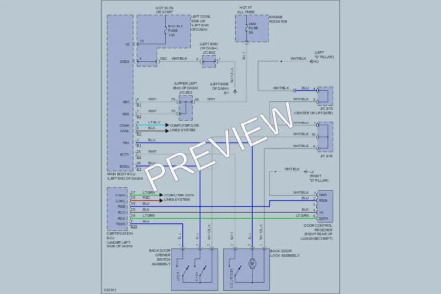 2010 Toyota LandCruiser Trunk Tailgate Fuel Door wiring diagram preview