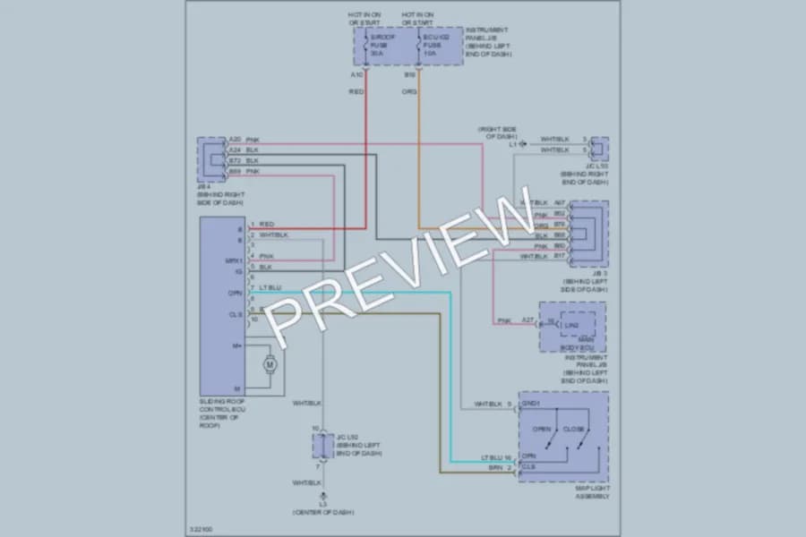 2010 Toyota Prius Power Top Sunroof wiring diagram preview