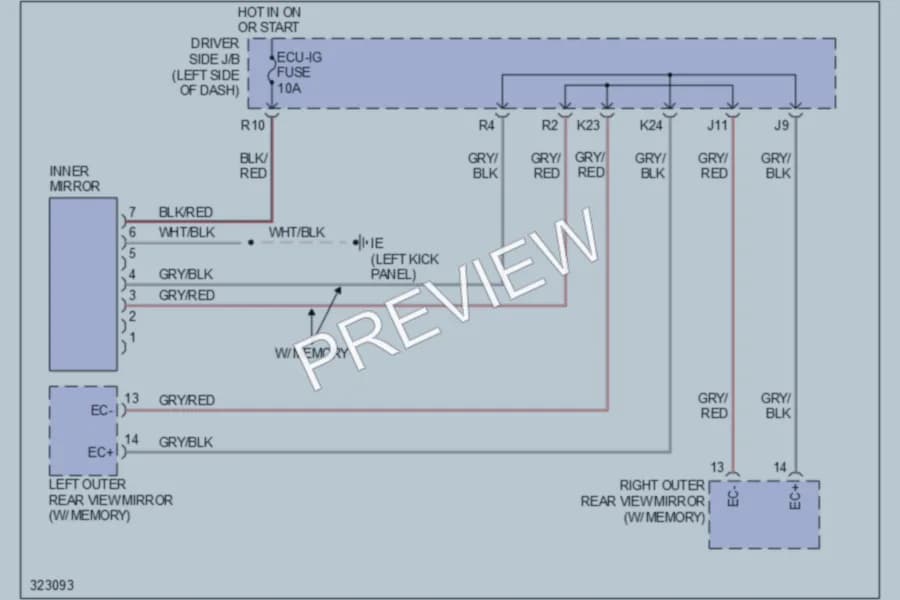 2010 Toyota Sienna Power Mirrors wiring diagram preview