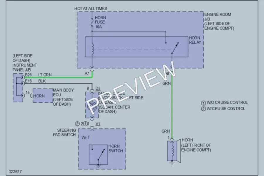 2010 Toyota Yaris Horn wiring diagram preview