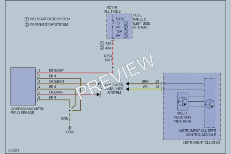 2010 Volkswagen CityGolf Instrument Cluster wiring diagram preview