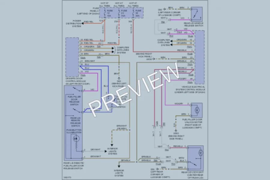 2010 Volkswagen Eos Trunk Tailgate Fuel Door wiring diagram preview
