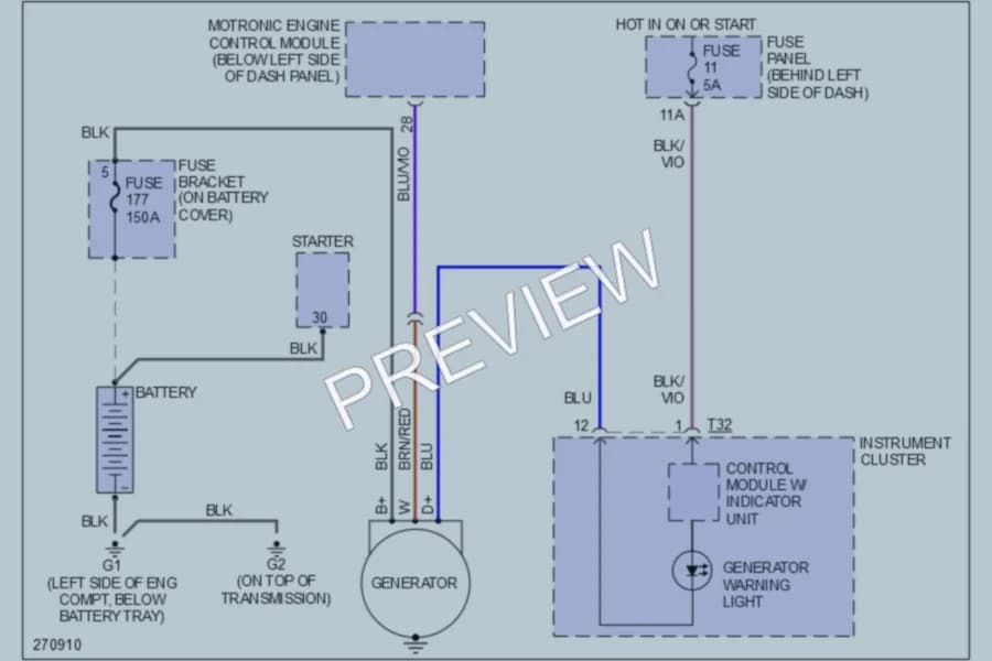 2010 Volkswagen NewBeetle Starting Charging wiring diagram preview