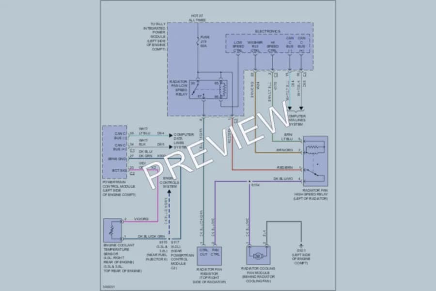 2010 Volkswagen Routan Cooling Fan wiring diagram preview