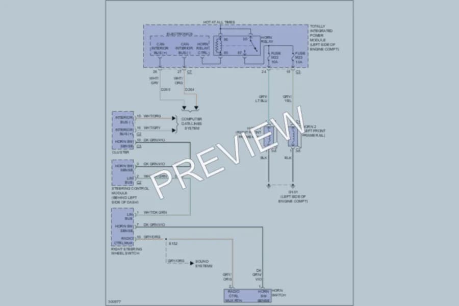 2010 Volkswagen Routan Horn wiring diagram preview
