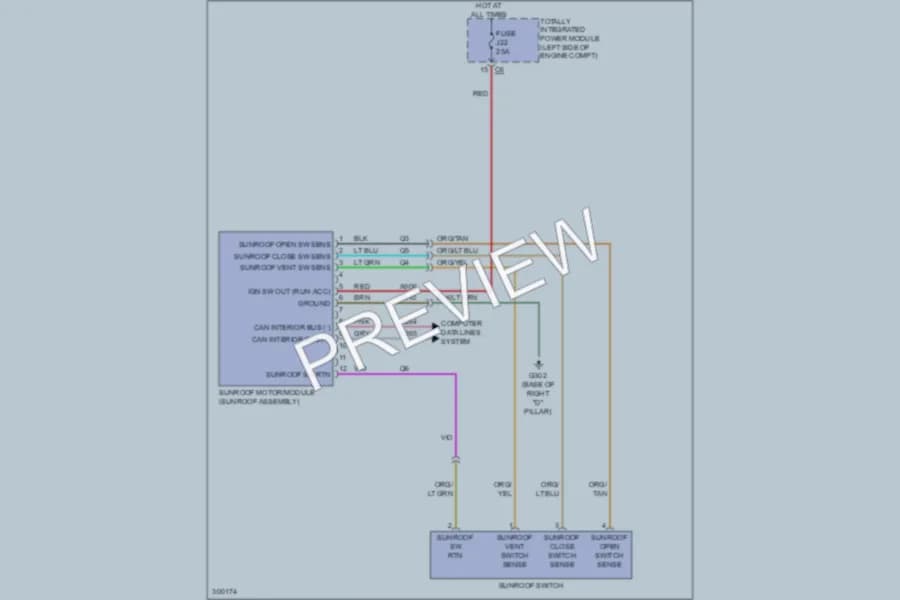 2010 Volkswagen Routan Power Top Sunroof wiring diagram preview