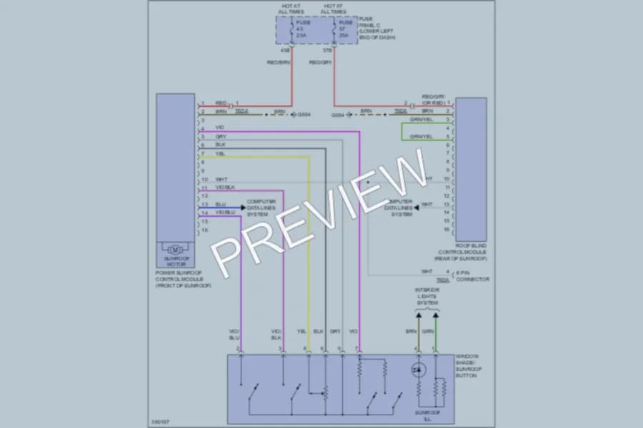 2010 Volkswagen Tiguan Power Top Sunroof wiring diagram preview