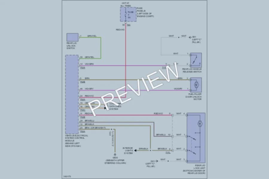 2010 Volkswagen Tiguan Trunk Tailgate Fuel Door wiring diagram preview