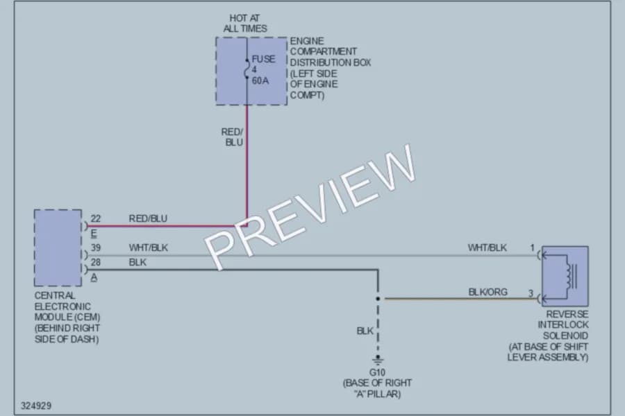 2010 Volvo C30 Shift Interlock wiring diagram preview
