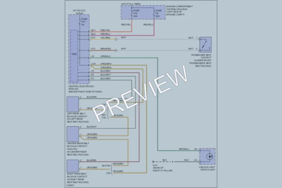 2010 Volvo V50 Warning Systems wiring diagram preview