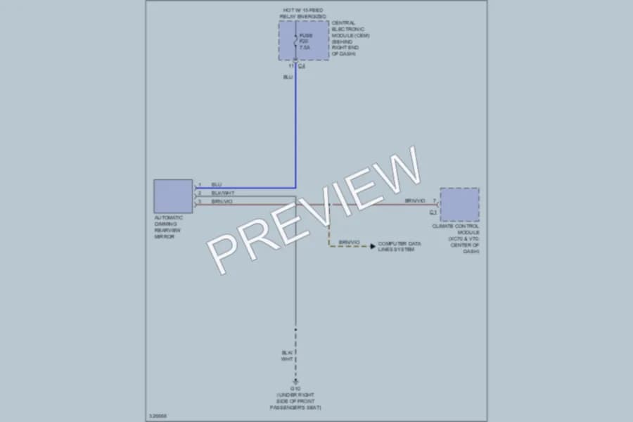 2010 Volvo XC70 Power Mirrors wiring diagram preview