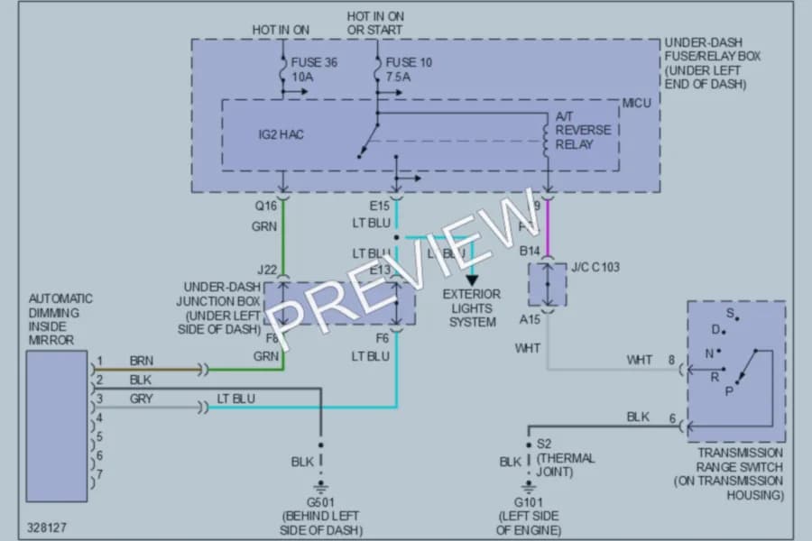 2011 Acura RDX Power Mirrors wiring diagram preview