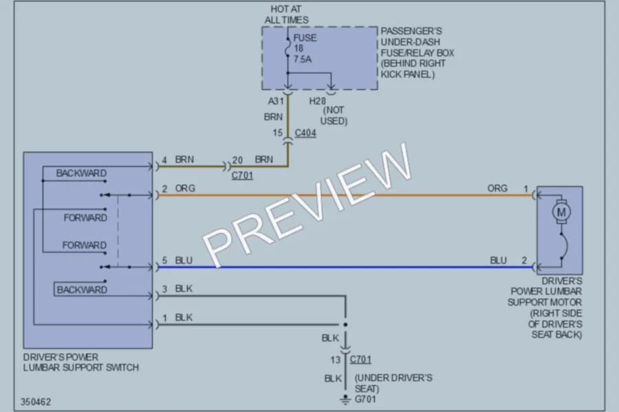 2011 Acura TL Power Seats wiring diagram preview