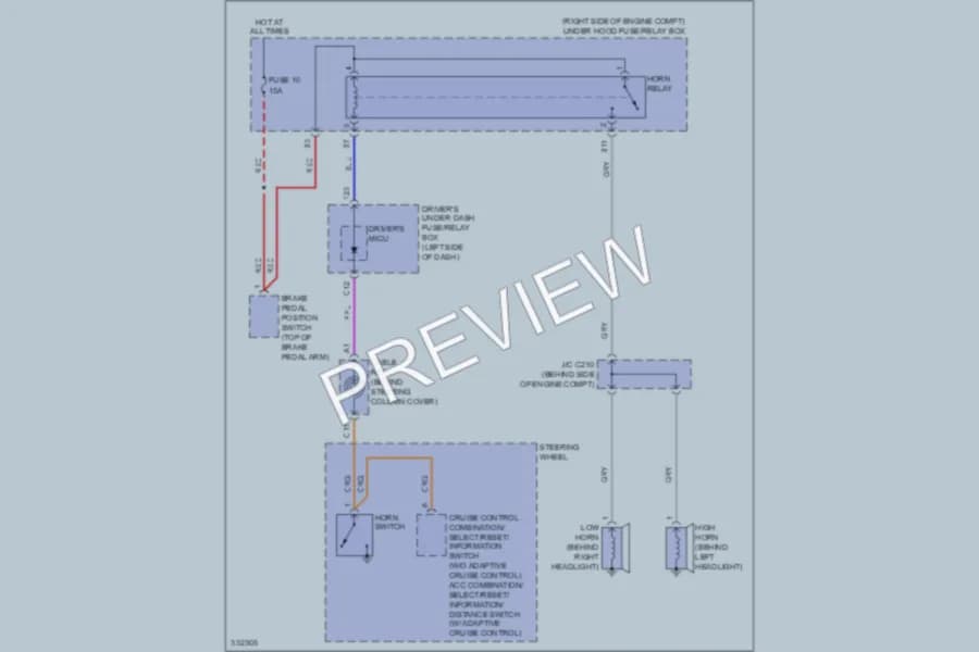 2011 Acura ZDX Horn wiring diagram preview