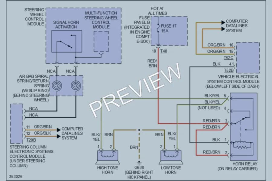 2011 Audi A3 Horn wiring diagram preview